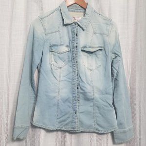 Guess Womens Light-Wash Blue Jean Jacket Size Medium